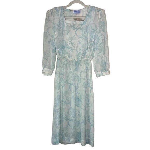 Vintage Leslie Fay Y2k D Floral Poly Crepe Dress sz. 8 #EE - Picture 7 of 10